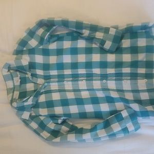 Teal Children's Place flannel, size kids large.
